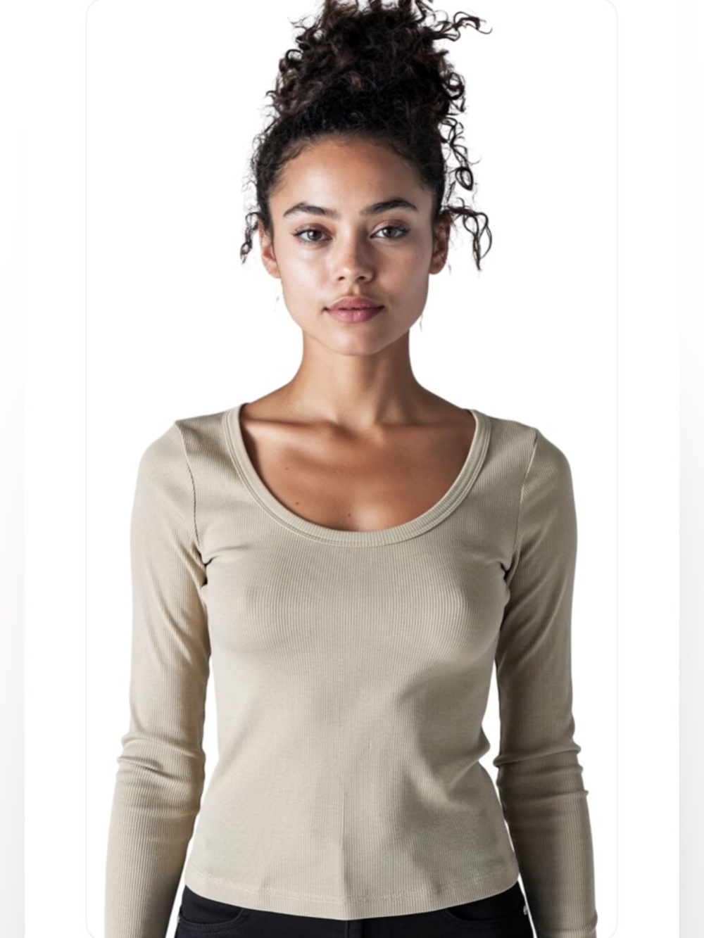 NWT- XXL Scoop Neck 
Business casual 
Cream  Long Sleeve Top
RIBBED